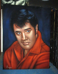 Elvis Presley Portrait , Original Oil Painting on Black Velvet by Alfredo Rodriguez "ARGO" - #A168