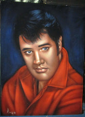 Elvis Presley Portrait , Original Oil Painting on Black Velvet by Alfredo Rodriguez "ARGO" - #A168