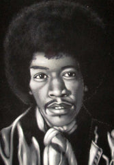 Jimi Hendrix Portrait,  Original Oil Painting on Black Velvet by Alfredo Rodriguez "ARGO" - #A69