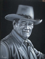 John Wayne Portrait,  Original Oil Painting on Black Velvet by Alfredo Rodriguez "ARGO" - #A70