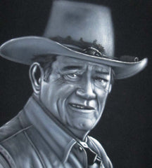 John Wayne Portrait,  Original Oil Painting on Black Velvet by Alfredo Rodriguez "ARGO" - #A70