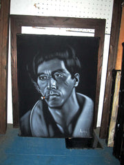 Tony Montana Portrait , Al Pacino, Scarface Original Oil Painting on Black Velvet by Alfredo Rodriguez "ARGO" - #A71