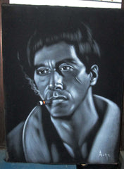 Tony Montana Portrait , Al Pacino, Scarface Original Oil Painting on Black Velvet by Alfredo Rodriguez "ARGO" - #A71