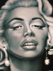 Marilyn Monroe Portrait, Original Oil Painting on Black Velvet by Alfredo Rodriguez "ARGO" - #A72
