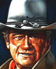 John Wayne Portrait,  Original Oil Painting on Black Velvet by Alfredo Rodriguez "ARGO" - #A76