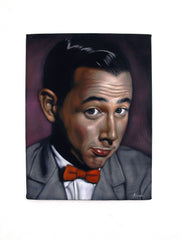 Pee-wee Herman Paul Reubens Portrait, Original Oil Painting on Black Velvet by Alfredo Rodriguez "ARGO" - #A177