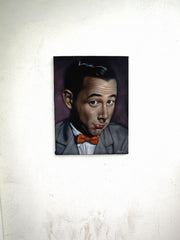 Pee-wee Herman Paul Reubens Portrait, Original Oil Painting on Black Velvet by Alfredo Rodriguez "ARGO" - #A177