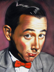 Pee-wee Herman Paul Reubens Portrait, Original Oil Painting on Black Velvet by Alfredo Rodriguez "ARGO" - #A177