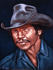 Charles Bronson Portrait,  Original Oil Painting on Black Velvet by Alfredo Rodriguez "ARGO"  - #A83