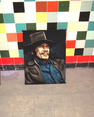 Charles Bronson Portrait,  Original Oil Painting on Black Velvet by Alfredo Rodriguez "ARGO"  - #A84