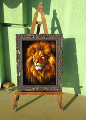 Lion,  Original Oil Painting on Black Velvet by Alfredo Rodriguez "ARGO"  - #A89