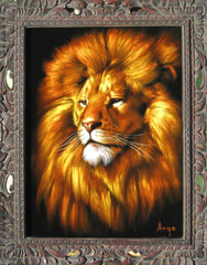 Lion,  Original Oil Painting on Black Velvet by Alfredo Rodriguez "ARGO"  - #A89