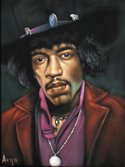 Jimi Hendrix Portrait,  Original Oil Painting on Black Velvet by Alfredo Rodriguez "ARGO" - #A92