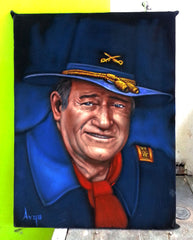 John Wayne Portrait,  Original Oil Painting on Black Velvet by Alfredo Rodriguez "ARGO" - #A94