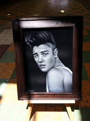 Justin Bieber Portrait,  Original Oil Painting on Black Velvet by Alfredo Rodriguez "ARGO" - #A95