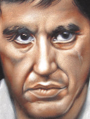 Tony Montana Portrait , Al Pacino, Scarface Original Oil Painting on Black Velvet by Alfredo Rodriguez "ARGO" - #A98