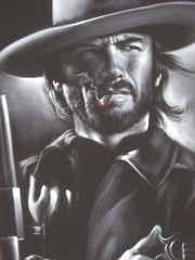 Clint Eastwood portrait, The Outlaw Josey Wales ,  Original Oil Painting on Black Velvet by Enrique Felix , "Felix" - #F48
