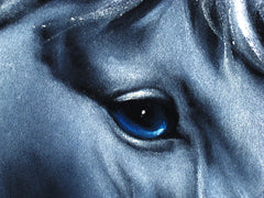Unicorn,  White magical rainbow Unicorn, Original Oil Painting on Black Velvet by Enrique Felix , "Felix" - #F28