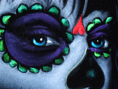 Sugar Skull Girl, Calavera, Día de muertos, Day of the Dead, Original Oil Painting on Black Velvet by Enrique Felix , "Felix" - #F5
