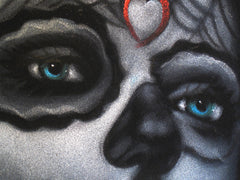 Sugar Skull Girl, Calavera, Día de muertos, Day of the Dead, Original Oil Painting on Black Velvet by Enrique Felix , "Felix" - #F40