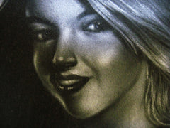 Nude, Sexy Playboy Nude in Grey-Scale,  Original Oil Painting on Black Velvet by Enrique Felix , "Felix" - #F27