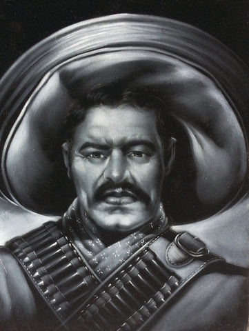Pancho Villa Portrait,  Original Oil Painting on Black Velvet by Enrique Felix , "Felix" - #F109