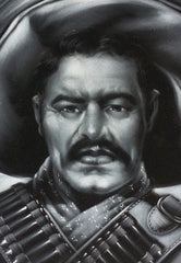 Pancho Villa Portrait,  Original Oil Painting on Black Velvet by Enrique Felix , "Felix" - #F109