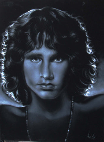 Jim Morrison Portrait, The Doors,  Original Oil Painting on Black Velvet by Enrique Felix , "Felix" - #F116