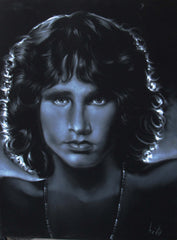 Jim Morrison Portrait, The Doors,  Original Oil Painting on Black Velvet by Enrique Felix , "Felix" - #F116