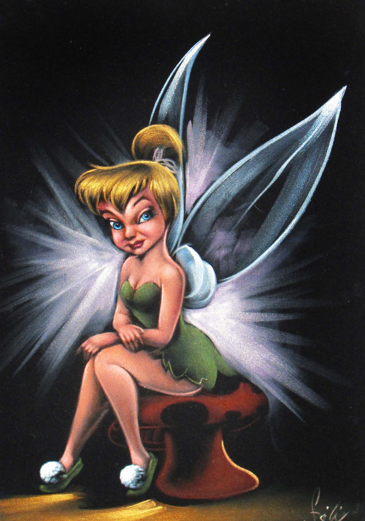 Tinker Bell,  Original Oil Painting on Black Velvet by Enrique Felix , "Felix" - #F123