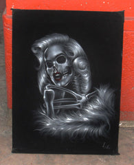 Marilyn Monroe La Calavera Catrina portrait,  Original Oil Painting on Black Velvet by Enrique Felix , "Felix" - #F124