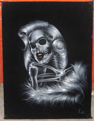 Marilyn Monroe La Calavera Catrina portrait,  Original Oil Painting on Black Velvet by Enrique Felix , "Felix" - #F124