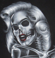 Marilyn Monroe La Calavera Catrina portrait,  Original Oil Painting on Black Velvet by Enrique Felix , "Felix" - #F124