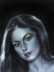 Nude, Sexy Playboy Nude in Grey-scale,  Original Oil Painting on Black Velvet by Enrique Felix , "Felix" - #F131