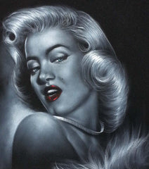Marilyn Monroe portrait,  Original Oil Painting on Black Velvet by Enrique Felix , "Felix" - #F134