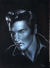 Elvis Presley, Young Elvis, Original Oil Painting on Black Velvet by Enrique Felix , "Felix" - #F135
