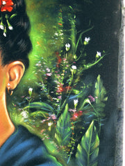 Frida Kahlo Portrait  Original Oil Painting on Black Velvet by Enrique Felix , "Felix" - #F149