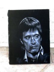 Tony Montana Portrait,  Original Oil Painting on Black Velvet by Enrique Felix , "Felix" - #F150