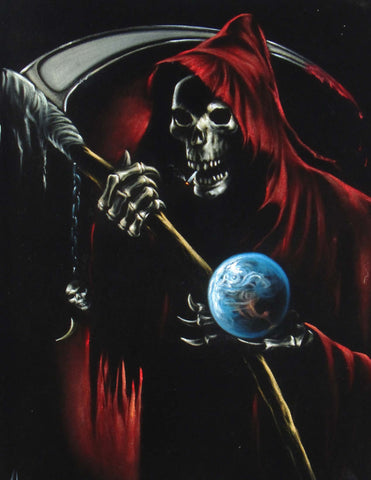 Grim Reaper, Death, Santa Muerte, Original Oil Painting on Black Velvet by Enrique Felix , "Felix" - #F151