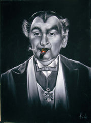 Grandpa Munster (Sam Dracula) portrait, Al Lewis, Original Oil Painting on Black Velvet by Enrique Felix , "Felix" - #F152