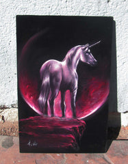 Unicorn,  Original Oil Painting on Black Velvet by Enrique Felix , "Felix" - #F163