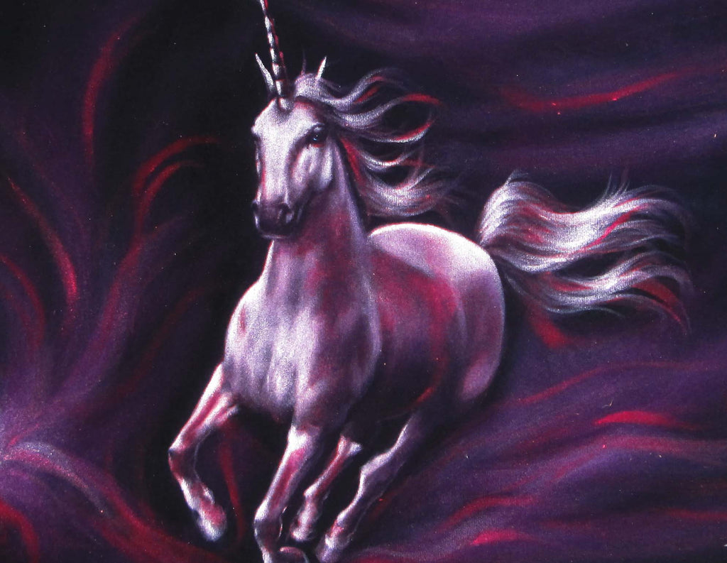Unicorn,  Original Oil Painting on Black Velvet by Enrique Felix , "Felix" - #F164