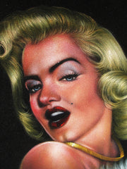 Marilyn Monroe portrait,  Original Oil Painting on Black Velvet by Enrique Felix , "Felix" - #F165