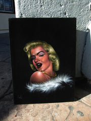 Marilyn Monroe portrait,  Original Oil Painting on Black Velvet by Enrique Felix , "Felix" - #F165