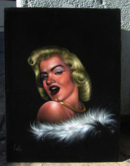 Marilyn Monroe portrait,  Original Oil Painting on Black Velvet by Enrique Felix , "Felix" - #F165