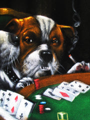 Dogs playing poker,   Original Oil Painting on Black Velvet by Enrique Felix , "Felix" - #F168