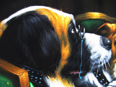 Dogs playing poker,   Original Oil Painting on Black Velvet by Enrique Felix , "Felix" - #F168