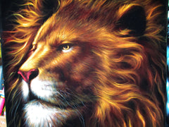 Lion, Aslan of Chronicles of Narnia,   Original Oil Painting on Black Velvet by Enrique Felix , "Felix" - #F169