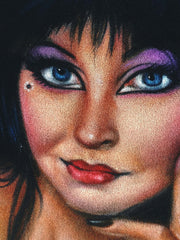 Elvira: Mistress of the Dark,  Original Oil Painting on Black Velvet by Enrique Felix , "Felix" - #F170