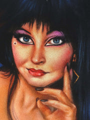 Elvira: Mistress of the Dark,  Original Oil Painting on Black Velvet by Enrique Felix , "Felix" - #F170